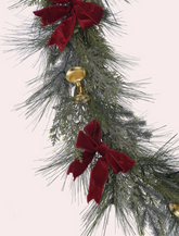 Laura Ashley Green Pre Lit Garland with Bells 180cm